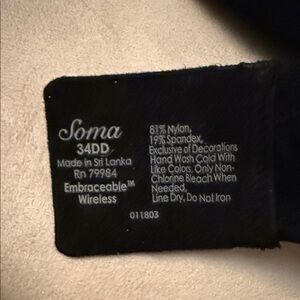 Soma Embraceable Wireless Bra in Black